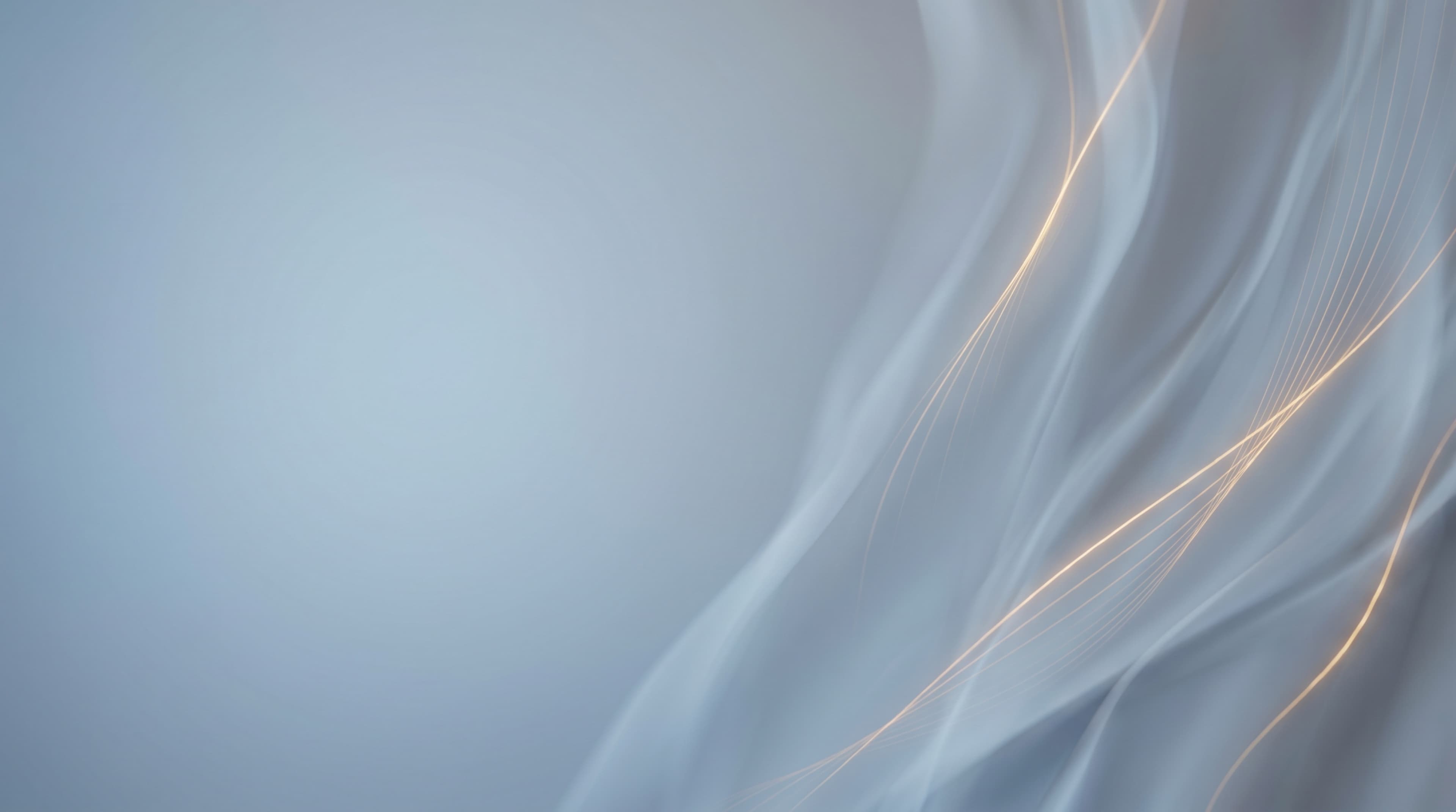A calm abstract steel-blue background with soft gold accents