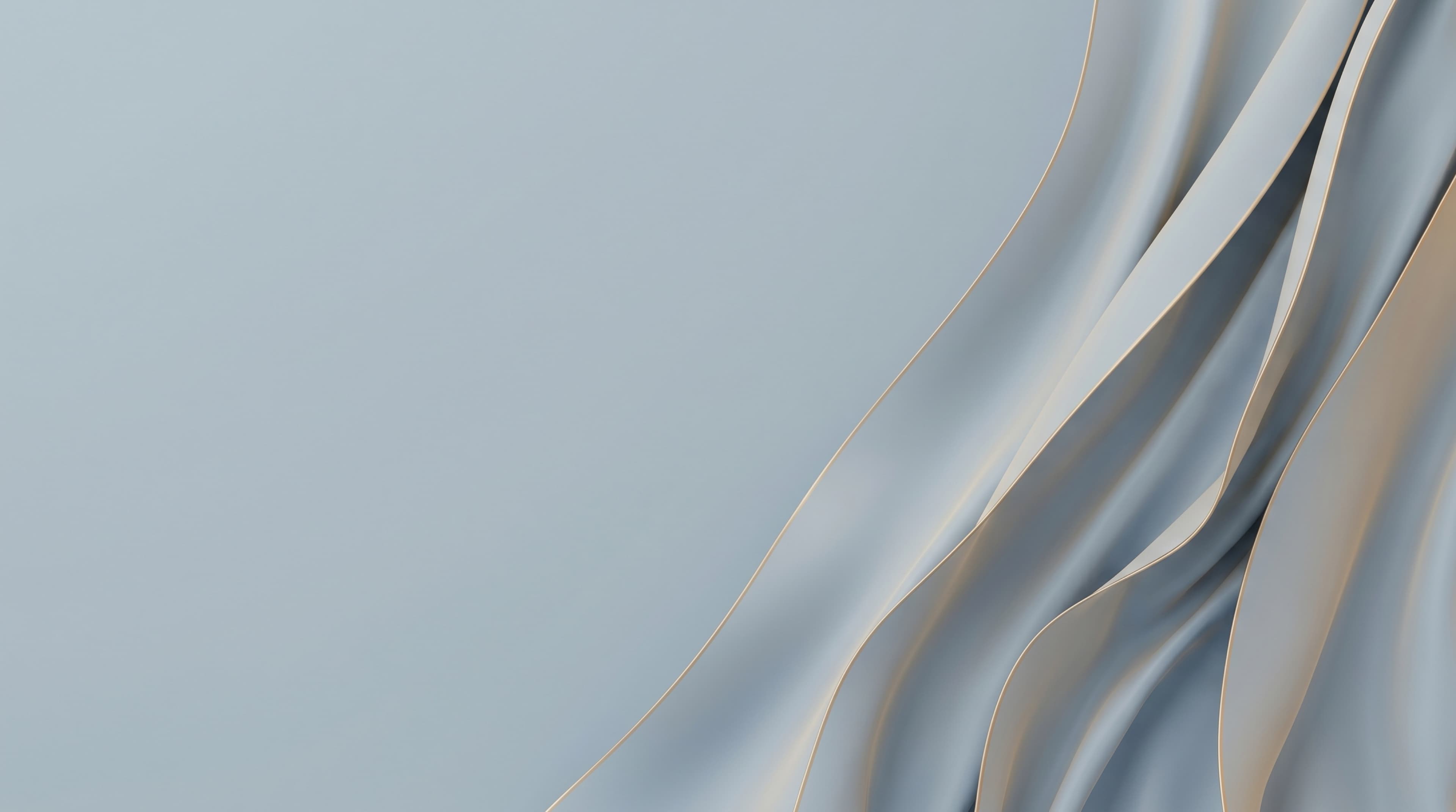 A calm abstract steel-blue background with soft gold accents
